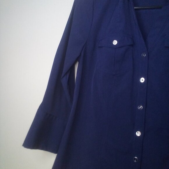 Est 1946 Cato Shirt Blouse S Women 3/4 Sleeve Button Up Pockets Blue - Picture 11 of 16